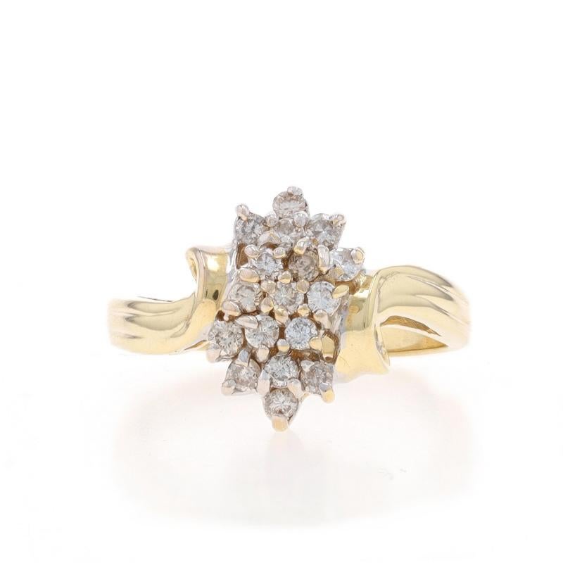 Taille : 6 1/2
Frais de taille : 2 1/2 tailles supérieures pour 35 $ ou 1 1/2 tailles inférieures pour 35 $.

Contenu métallique : Or jaune 14k et or blanc 14k

Informations sur les pierres

Diamants naturels
Carat(s) : .42ctw
Coupe : Brillant