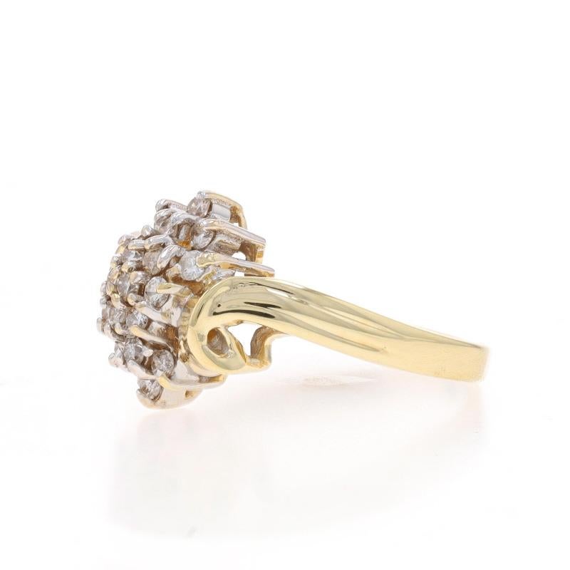 Bague bypass en or jaune avec diamant en grappe - 14k brillant rond .42ctw Excellent état - En vente à Greensboro, NC