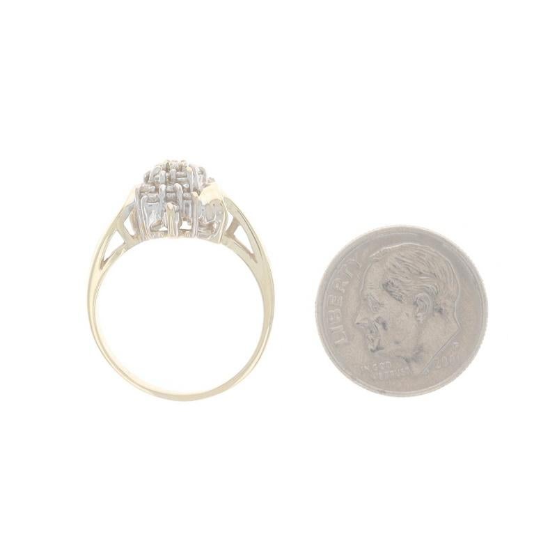 Bague bypass en or jaune avec diamant en grappe - 14k brillant rond .42ctw en vente 1