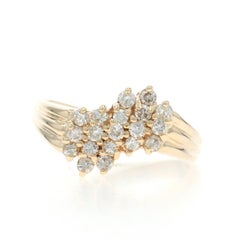 Yellow Gold Diamond Cluster Bypass Ring - 14k Round Brilliant .45ctw