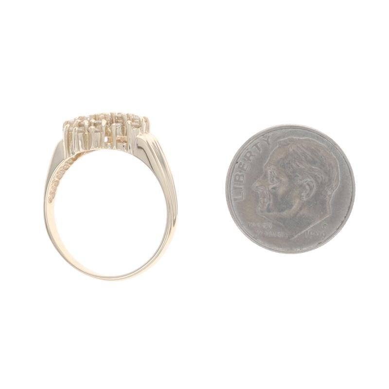 Gelbgold Diamant Cluster Bypass Ring - 14k Runde Brillant .45ctw im Angebot 1