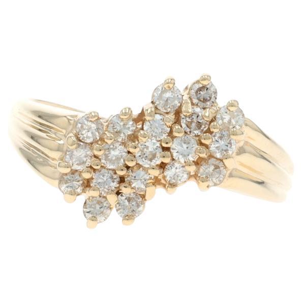 Bague bypass en or jaune avec diamant en grappe - 14k brillant rond .45ctw