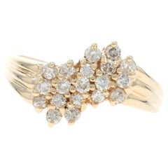 Bague bypass en or jaune avec diamant en grappe - 14k brillant rond .45ctw