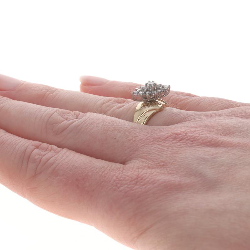Yellow Gold Diamond Cluster Bypass Ring - 14k Round Brilliant .50ctw Waterfall In Excellent Condition For Sale In Greensboro, NC