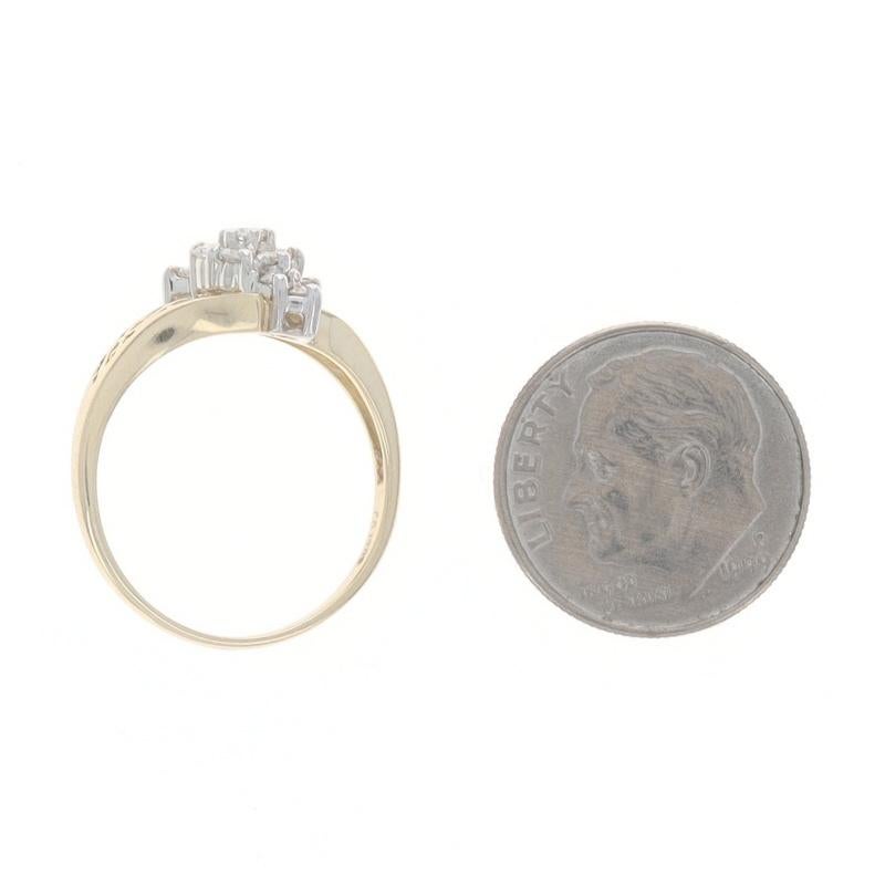 Women's Yellow Gold Diamond Cluster Bypass Ring - 14k Round Brilliant .50ctw Waterfall For Sale