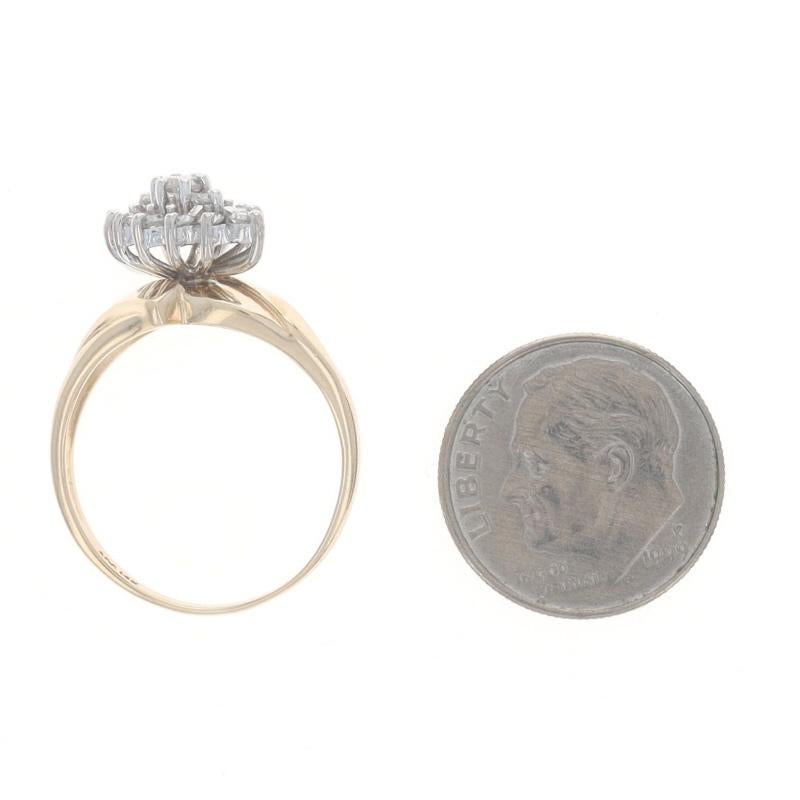 Women's Yellow Gold Diamond Cluster Bypass Ring - 14k Round Brilliant .50ctw Waterfall For Sale