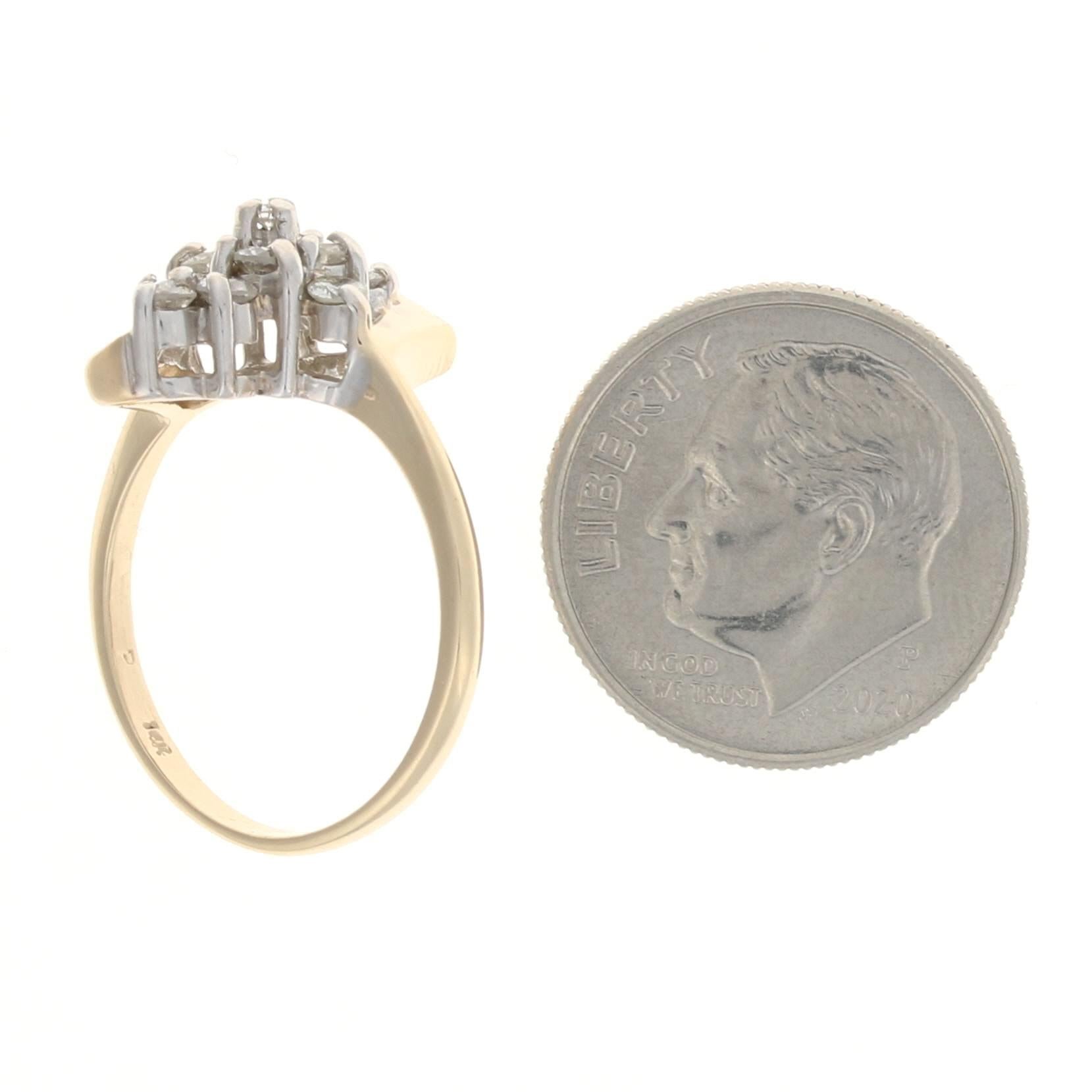 Gelbgold Diamant-Cluster-Bypass-Ring, 14k runder Brillantschliff 0,70ctw gestaffelt Damen