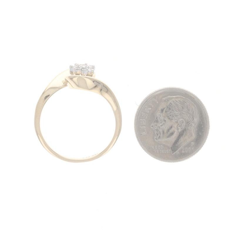 Gelbgold Diamant-Cluster- Bypass-Ring aus Gelbgold - 14k Single & Round Brill .14ctw Blume Damen