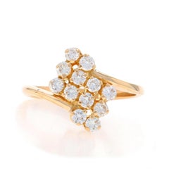 Yellow Gold Diamond Cluster Bypass Ring - 18k Round Brilliant .70ctw