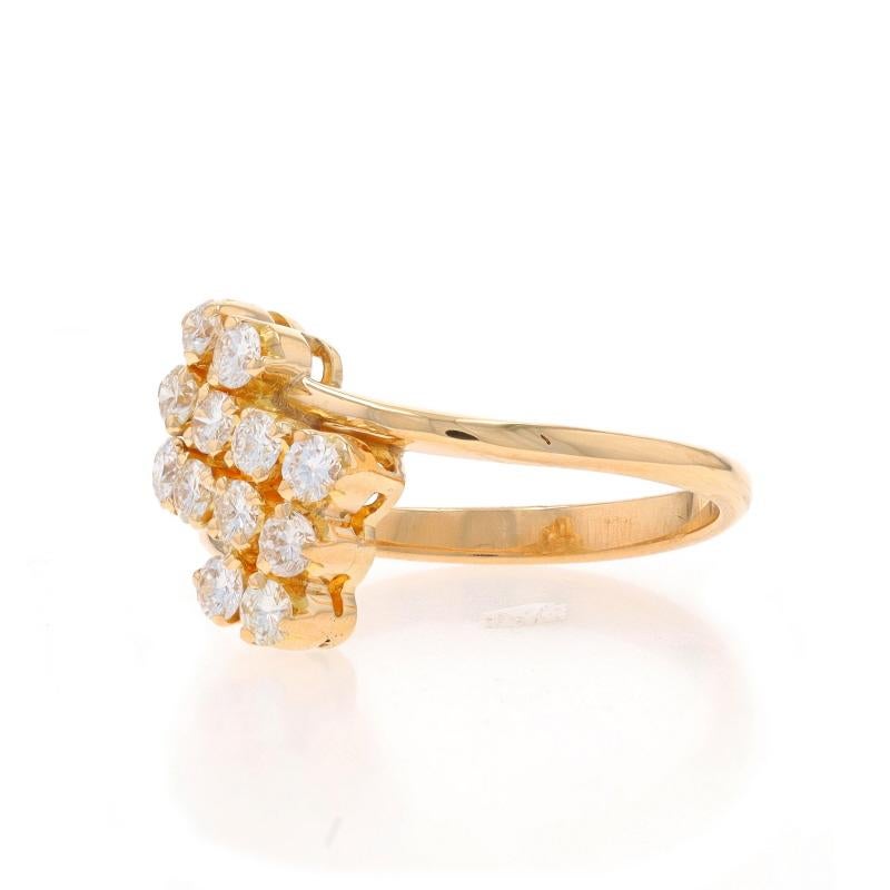 Yellow Gold Diamond Cluster Bypass Ring - 18k Round Brilliant .70ctw In Excellent Condition For Sale In Greensboro, NC