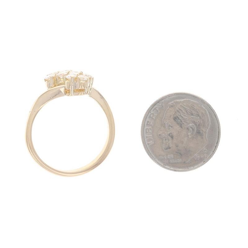 Yellow Gold Diamond Cluster Bypass Ring - 18k Round Brilliant .70ctw For Sale 1