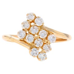 Yellow Gold Diamond Cluster Bypass Ring - 18k Round Brilliant .70ctw