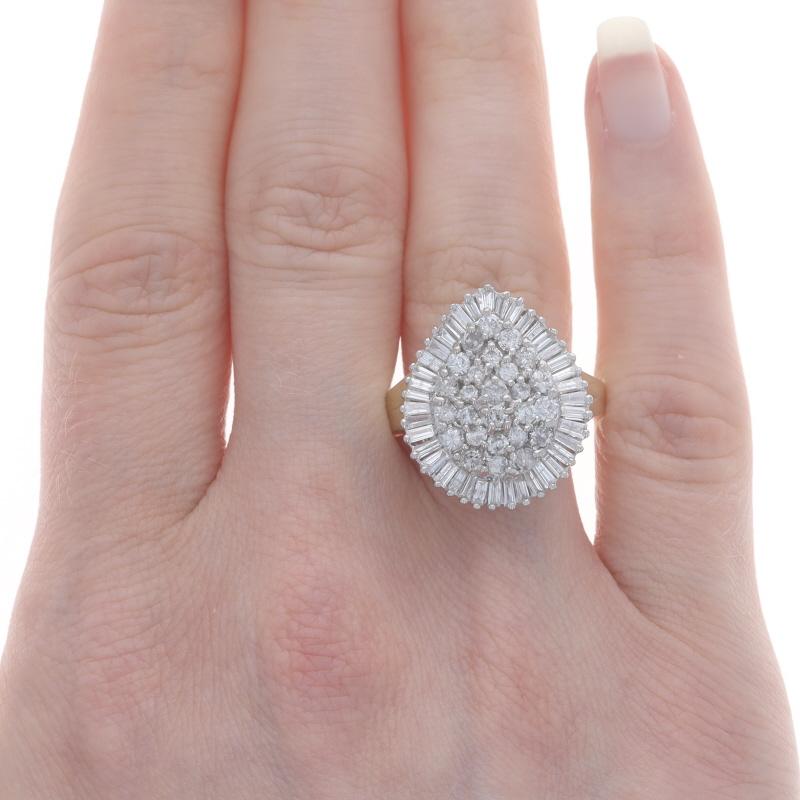 Round Cut Yellow Gold Diamond Cluster Cocktail Ballerina Halo Ring - 14k Rnd Bag 2.00ctw