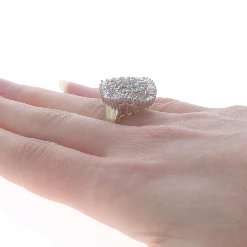 Women's Yellow Gold Diamond Cluster Cocktail Ballerina Halo Ring - 14k Rnd Bag 2.00ctw