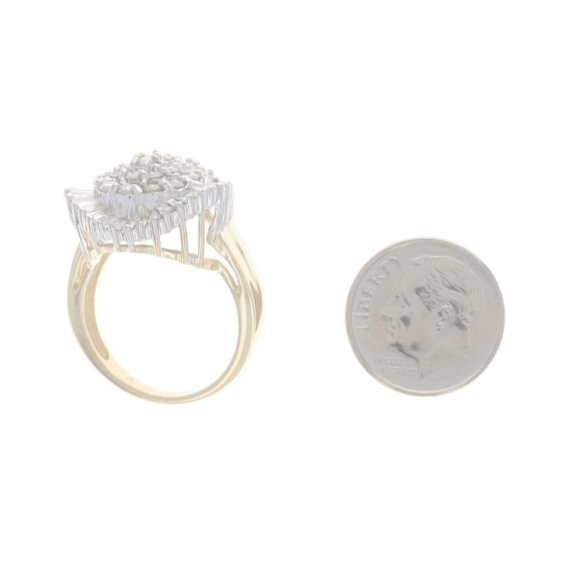 Yellow Gold Diamond Cluster Cocktail Ballerina Halo Ring - 14k Rnd Bag 2.00ctw 1