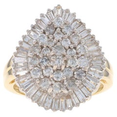 Yellow Gold Diamond Cluster Cocktail Ballerina Halo Ring - 14k Rnd Bag 2.00ctw