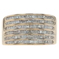 Yellow Gold Diamond Cluster Cocktail Band -10k Baguette 1.00ctw Channel Set Ring