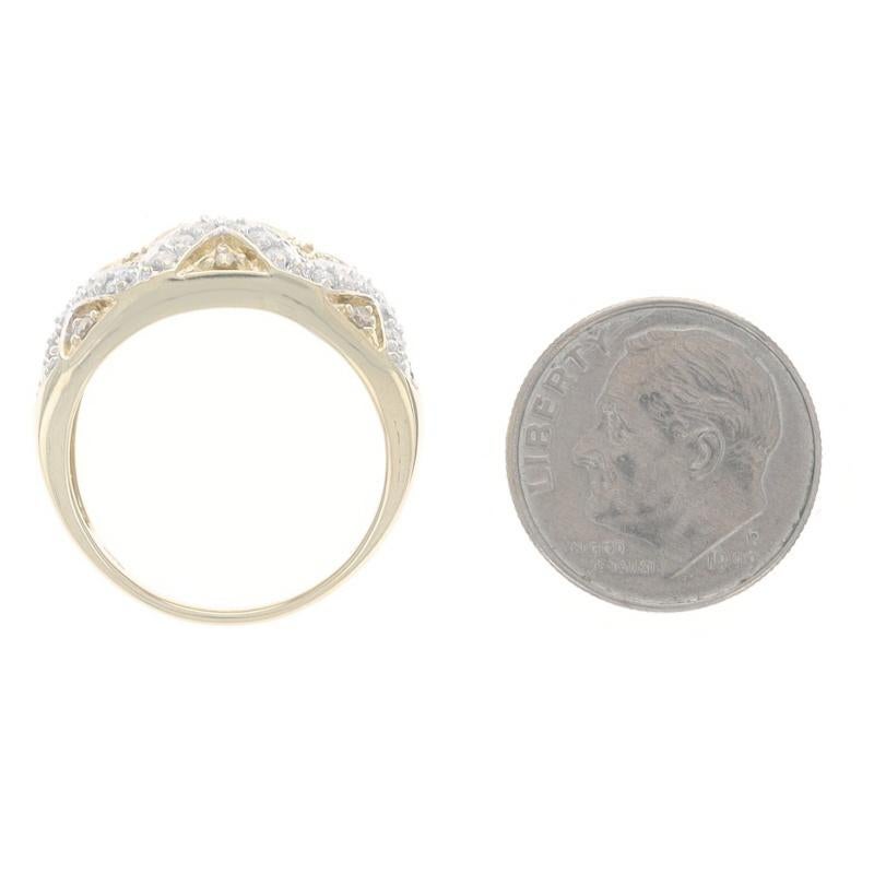 Fascia da cocktail con diamanti a grappolo in oro giallo - Anello a reticolo rotondo 1,20ctw 10k in vendita 1