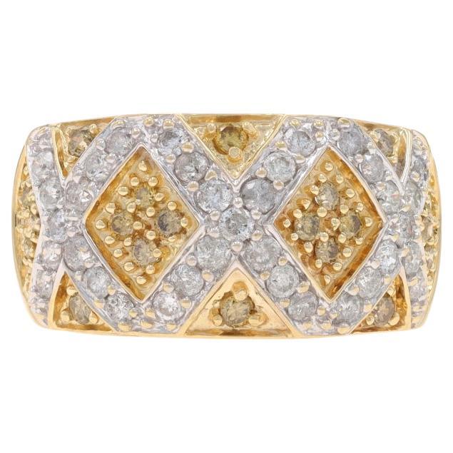 Bracelet cocktail en or jaune avec diamants - Bague 10k ronde 1.20ctw Latticework