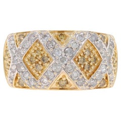 Bracelet cocktail en or jaune avec diamants - Bague 10k ronde 1.20ctw Latticework