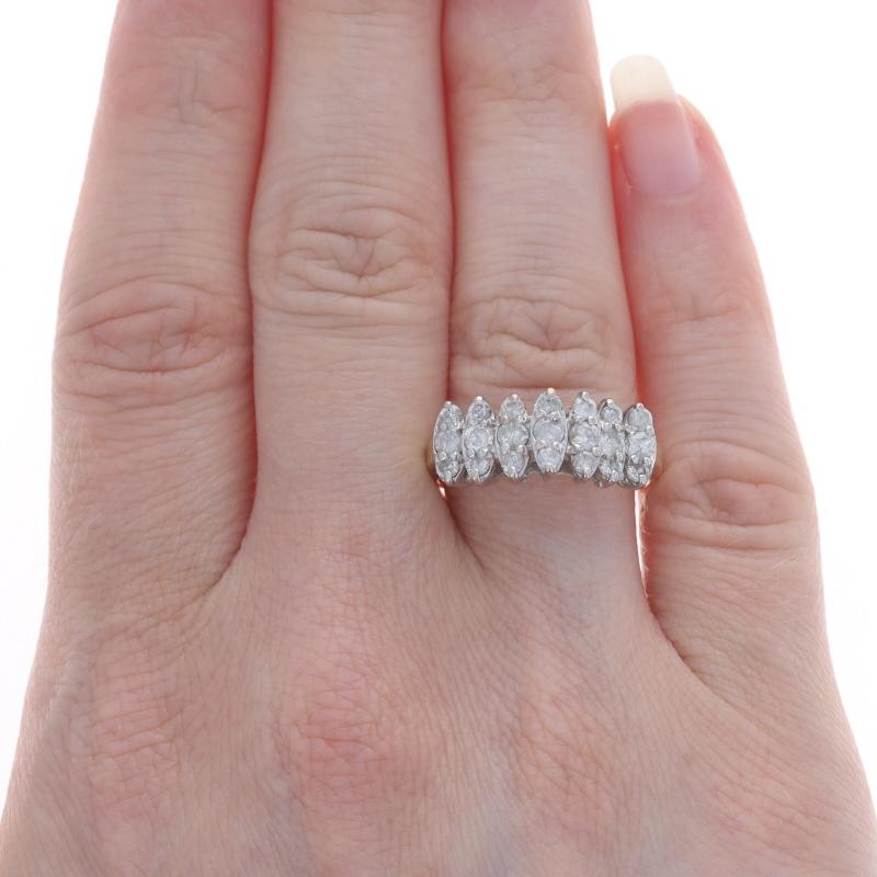 Round Cut Yellow Gold Diamond Cluster Cocktail Band - 10k Round Brilliant 1.00ctw Ring For Sale