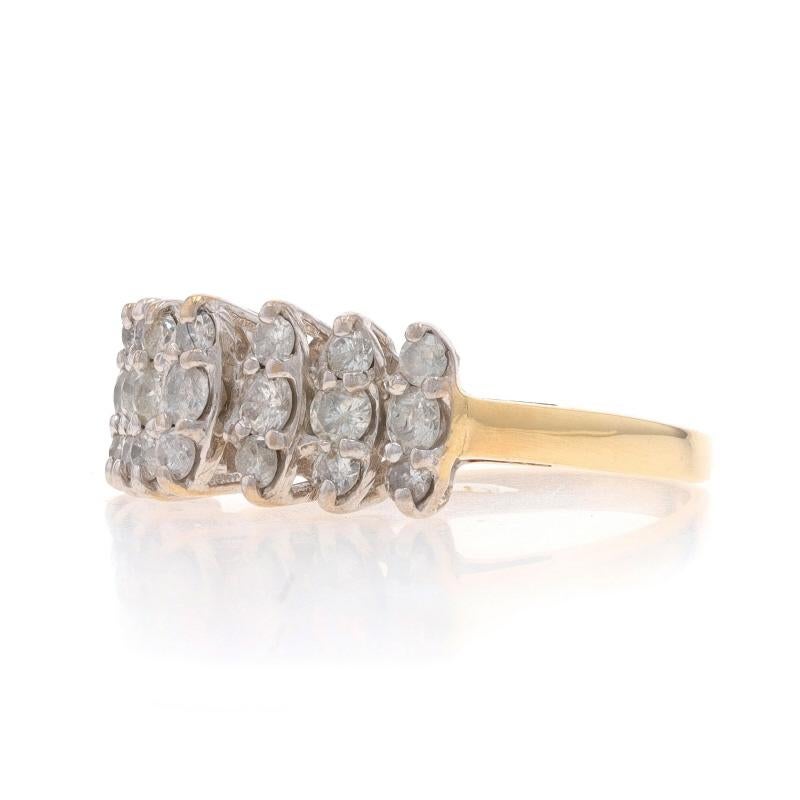 Yellow Gold Diamond Cluster Cocktail Band - 10k Round Brilliant 1.00ctw Ring In Excellent Condition For Sale In Greensboro, NC