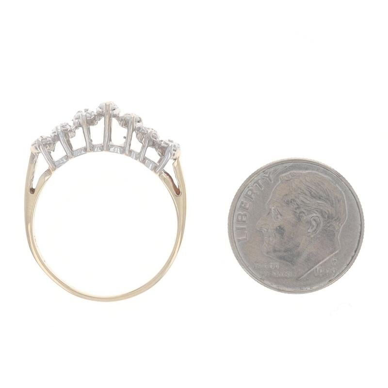 Yellow Gold Diamond Cluster Cocktail Band - 10k Round Brilliant 1.00ctw Ring For Sale 1