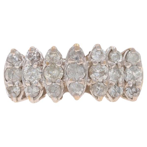 Yellow Gold Diamond Cluster Cocktail Band - 10k Round Brilliant 1.00ctw Ring