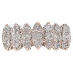 Yellow Gold Diamond Cluster Cocktail Band - 10k Round Brilliant 1.00ctw Ring