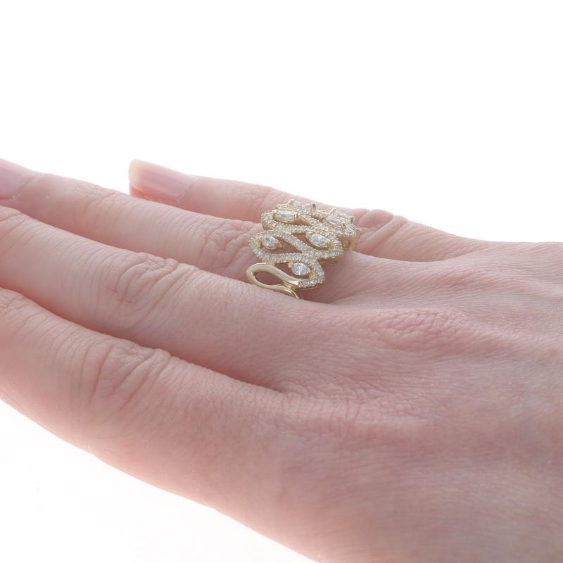 Women's Yellow Gold Diamond Cluster Cocktail Band -14k Marquise Single .55ctw Loops Ring For Sale