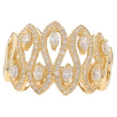 Anillo de oro amarillo de cóctel con racimo de diamantes -14k Marquise Single .55ctw Loops Ring