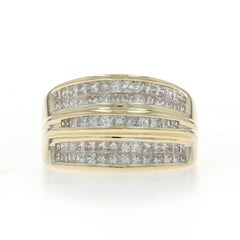 Yellow Gold Diamond Cluster Cocktail Band - 14k Princess 2.00ctw Ring