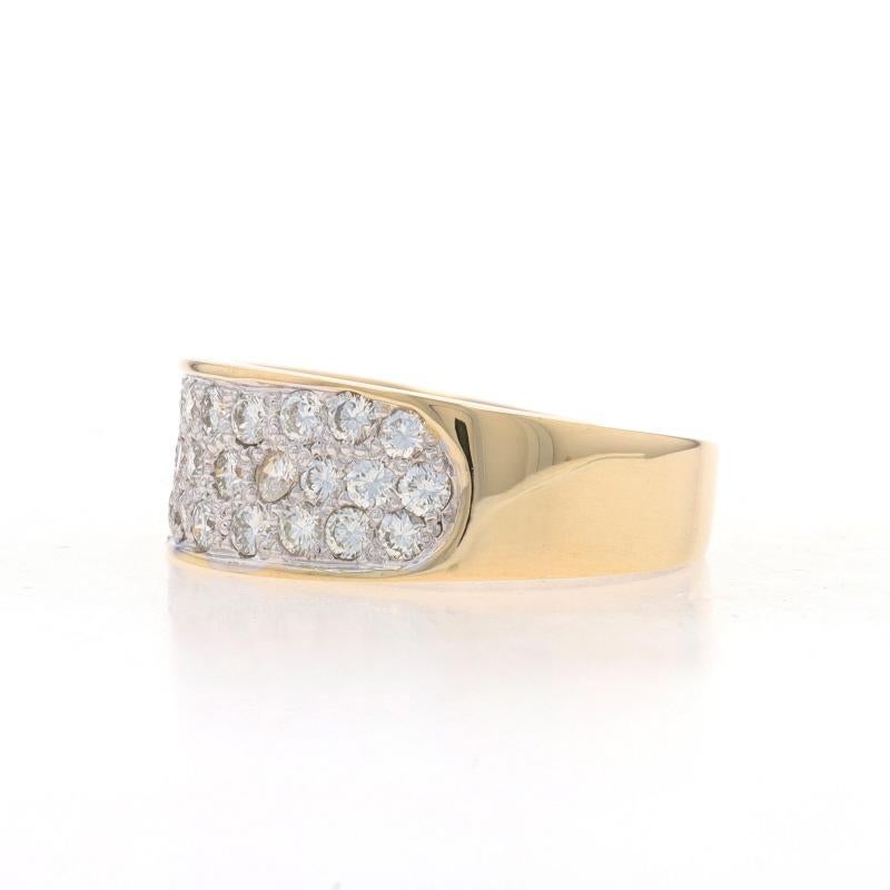 Round Cut Yellow Gold Diamond Cluster Cocktail Band 14k Round Brilliant 1.00ctw Pavé Ring For Sale