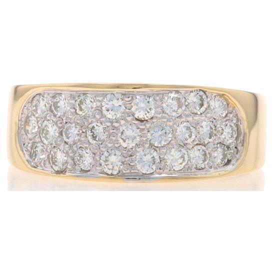 Yellow Gold Diamond Cluster Cocktail Band 14k Round Brilliant 1.00ctw Pavé Ring For Sale