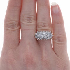 Yellow Gold Diamond Cluster Cocktail Band 14k Round Brilliant 1.00ctw Ring