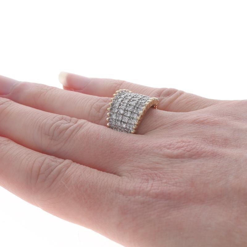 Bracelet cocktail en or jaune avec diamants en grappe - Bague en or jaune 14k avec diamants ronds et brillants 1.00ctw Pour femmes en vente