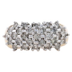 Anillo de oro amarillo de cóctel con racimo de diamantes 14k brillante redondo 1.00ctw