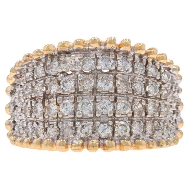 Yellow Gold Diamond Cluster Cocktail Band - 14k Round Brilliant 1.00ctw Ring