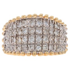 Bracelet cocktail en or jaune avec diamants en grappe - Bague en or jaune 14k avec diamants ronds et brillants 1.00ctw