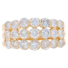 Yellow Gold Diamond Cluster Cocktail Band - 14k Round Brilliant 2.00ctw Ring