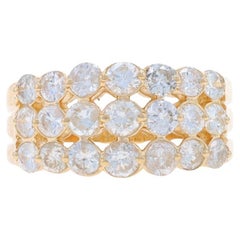 Yellow Gold Diamond Cluster Cocktail Band - 14k Round Brilliant 2.00ctw Ring