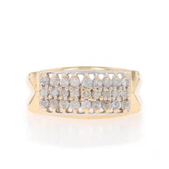 Yellow Gold Diamond Cluster Cocktail Band 14k Round Brilliant .48ctw Tiered Ring