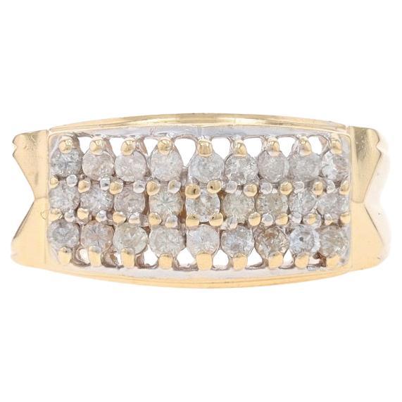 Yellow Gold Diamond Cluster Cocktail Band 14k Round Brilliant .48ctw Tiered Ring