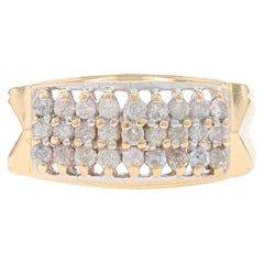 Yellow Gold Diamond Cluster Cocktail Band 14k Round Brilliant .48ctw Tiered Ring