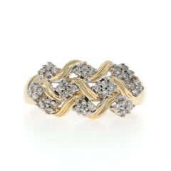 Yellow Gold Diamond Cluster Cocktail Band - 14k Single Cut .30ctw Ring