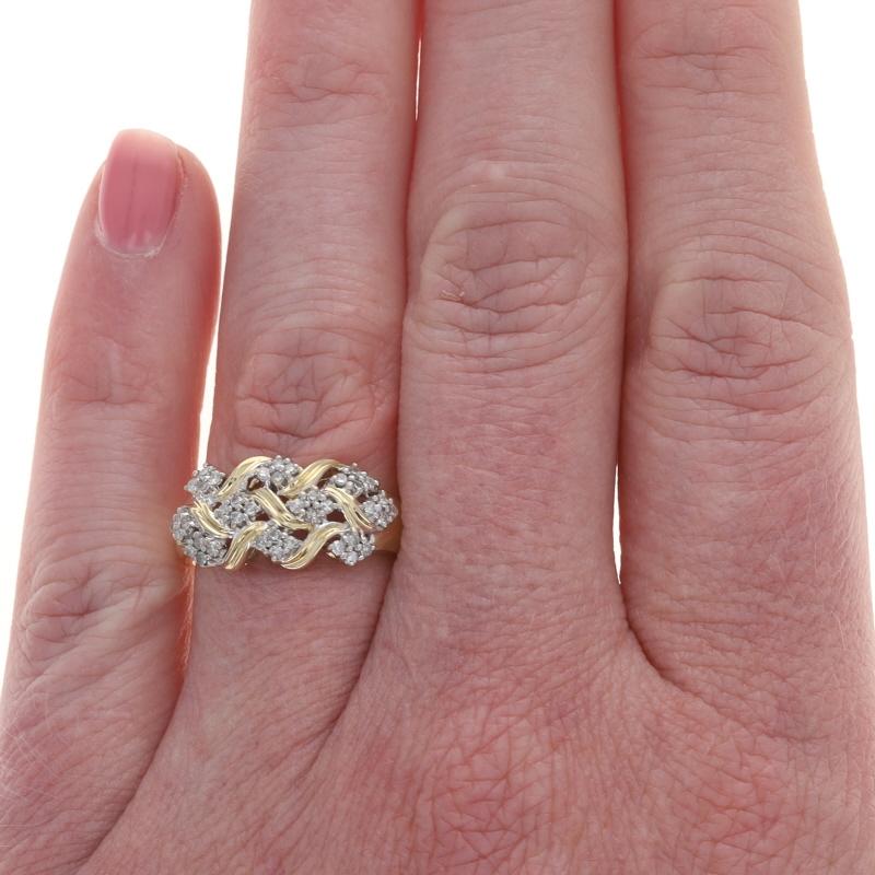 Yellow Gold Diamond Cluster Cocktail Band - 14k Single Cut .30ctw Ring (Einfacher Schliff) im Angebot