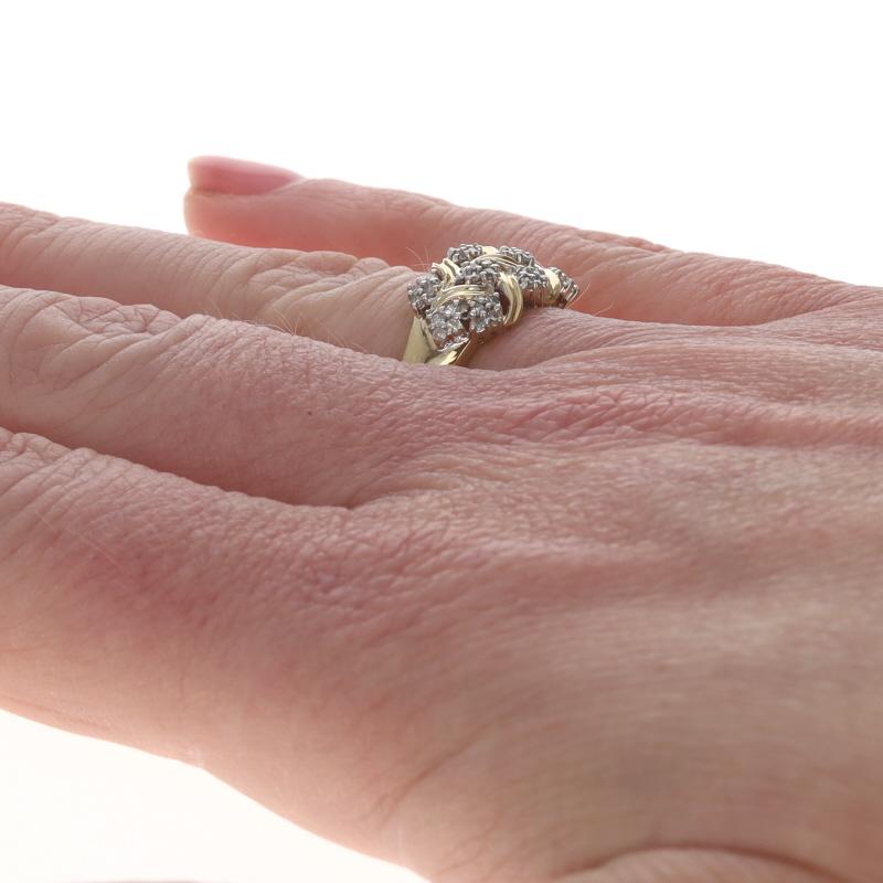 Yellow Gold Diamond Cluster Cocktail Band - 14k Single Cut .30ctw Ring Damen im Angebot