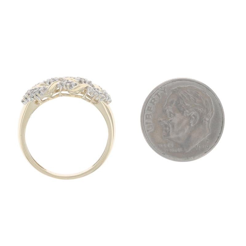 Yellow Gold Diamond Cluster Cocktail Band - 14k Single Cut .30ctw Ring im Angebot 1