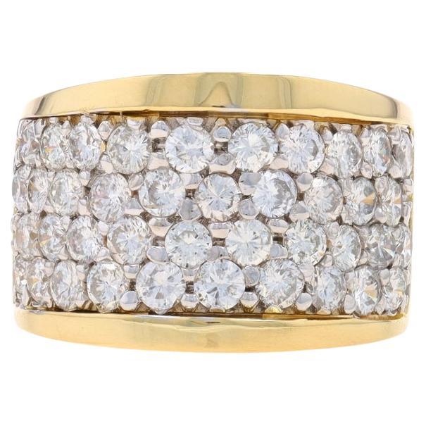 Yellow Gold Diamond Cluster Cocktail Band -18k Round Brilliant 2.00ctw Pavé Ring For Sale