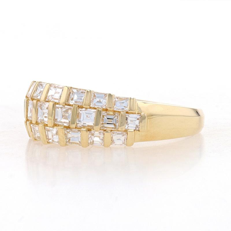 Square Cut Yellow Gold Diamond Cluster Cocktail Band - 18k Square Step 1.66ctw Ring For Sale
